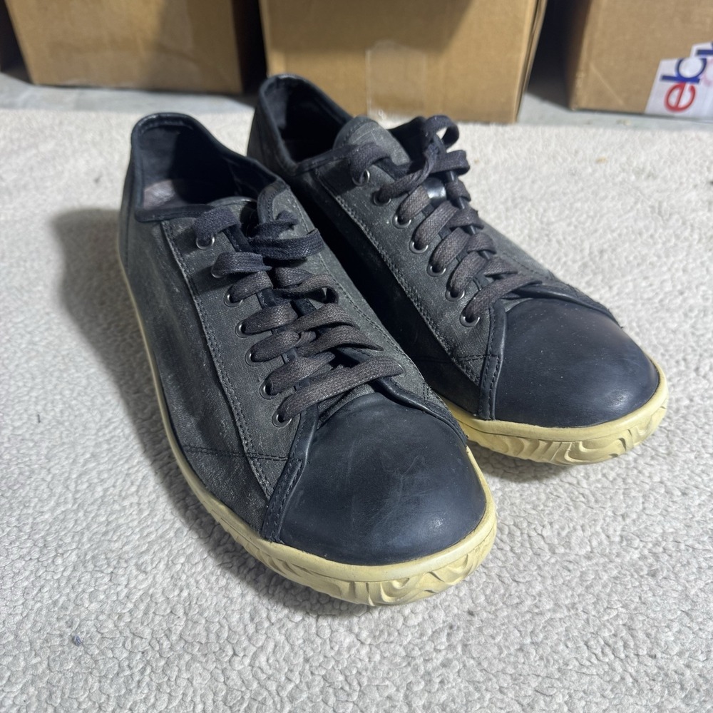 John Varvatos Shoes Mens 12M Black Gray Lace Up Low Top Sneakers USA Casual Work